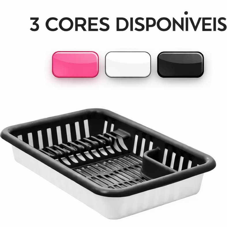 Escorredor de Louça Pratos Com Bandeja de Escoamento Coletora 3 cores