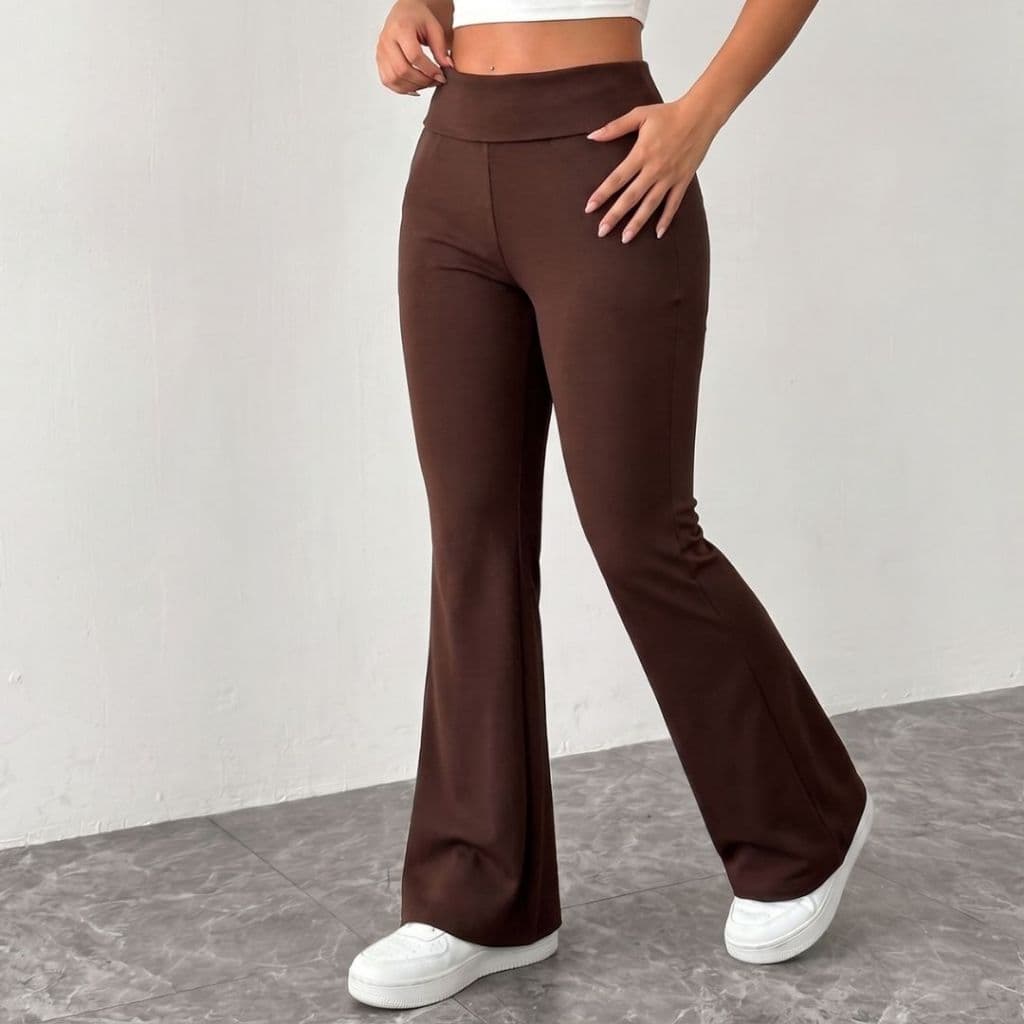 Calça Flare Feminina Suplex Premium Cintura Alta Modela o Corpo Não Fica Transparente
