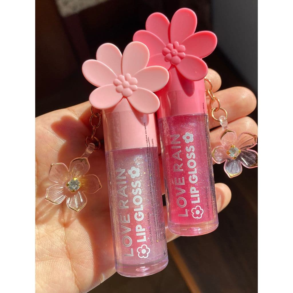 2 GLOSS LABIAL COM PINGENTE FLOR BRILHO INTENSO + HIDRATAÇÃO PERFEITA