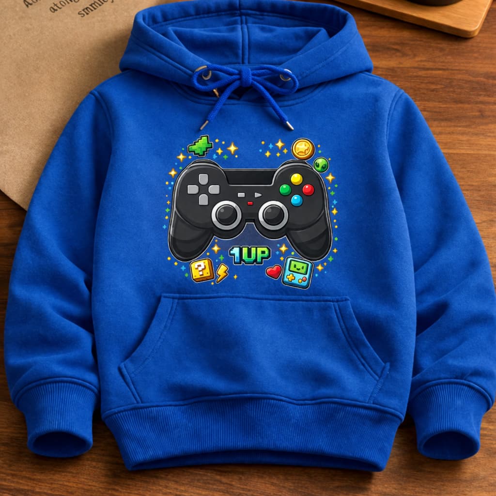 Moletom Infantil Gamer Canguru Estampado Controle Video Game Jogo Flanelado Unissex Inverno