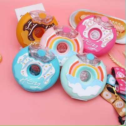 Garrafa de Água Infantil Donut 380ml - Design Divertido, Vedação Segura e Portabilidade Fácil