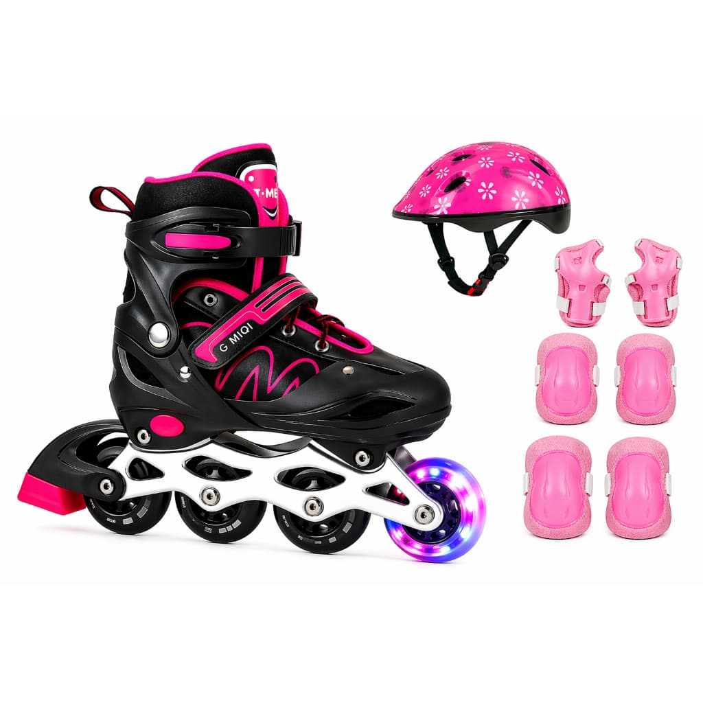 Patins Roller In Line Ajustável 28-32 / 32-36 / 36-40 + Led! + KIT PROTEÇÃO