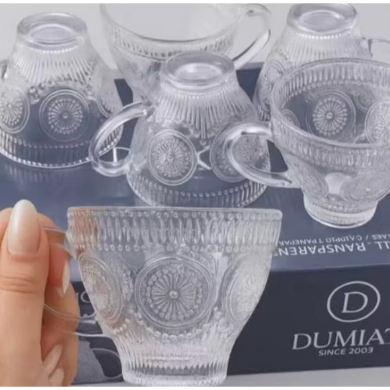 Jogo de xícaras em vidro Mandala 200 ml Sem Pires - DUMIAT Envio Imediato