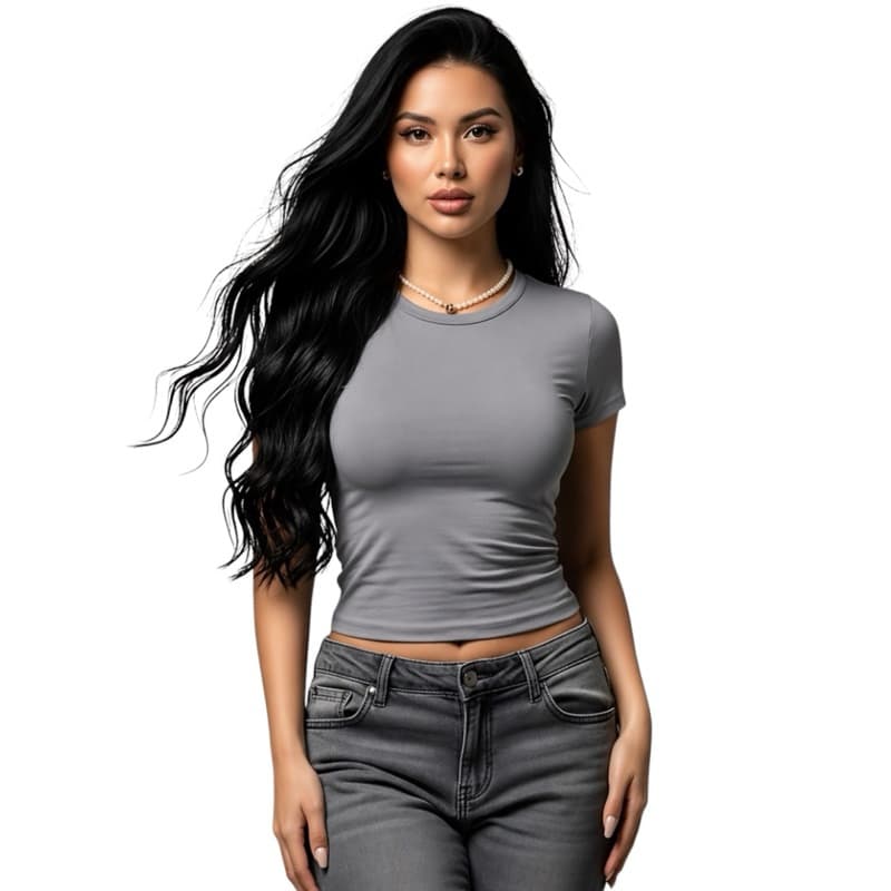 Blusa Feminina Baby tee Slim Fit Manga curta Conforto e estilo de compressão