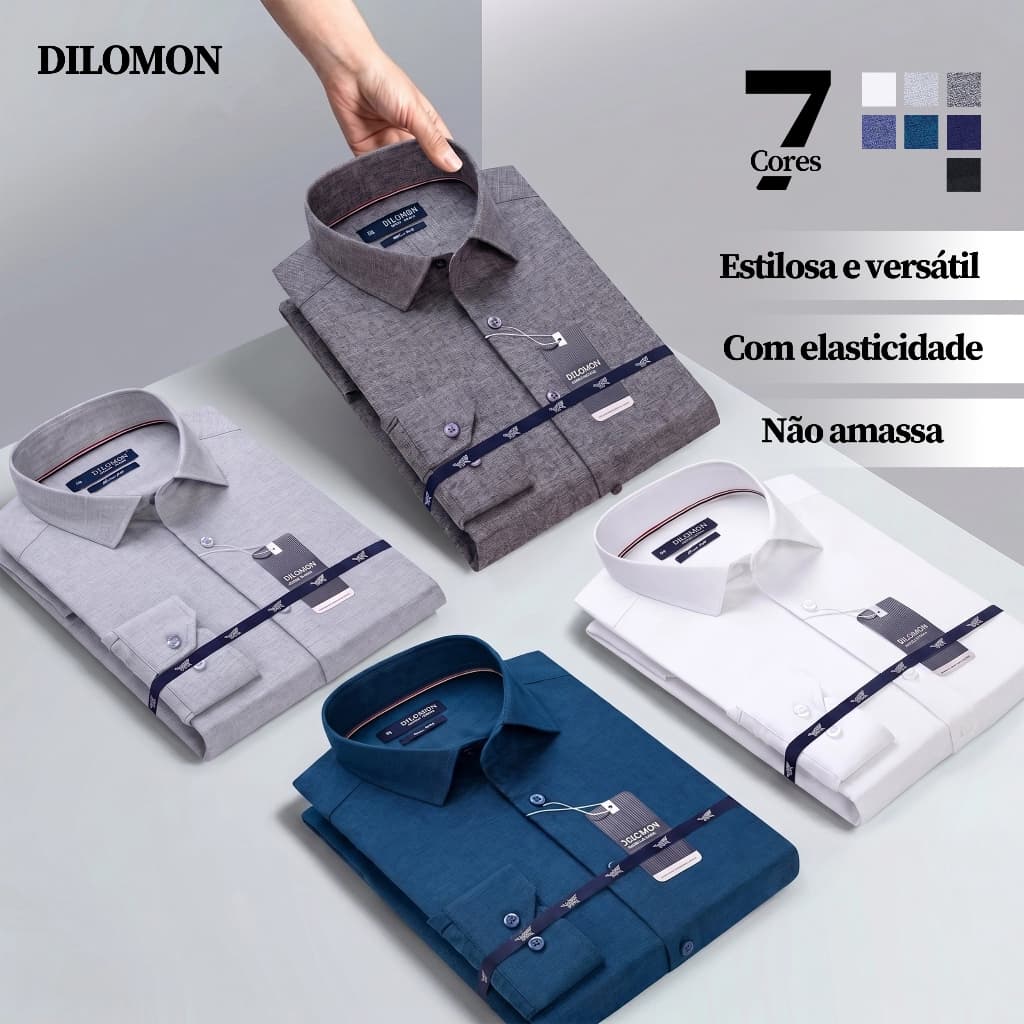 Dilomon Camisa Social Masculina Estilosa e Versátil — Blusa do Brasil Roupa Trabalho Envio Imediato