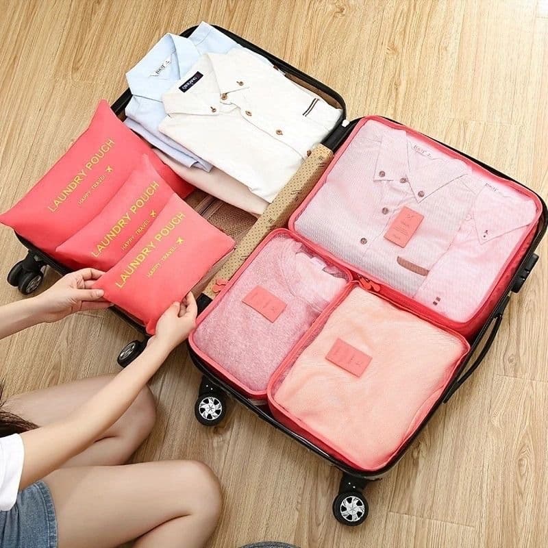 Kit com 6 Peças Organizador De Mala De Bagagem Impermeavel Viagem Necessaire Bolsa A Pronta Entrega Ótma Qualidade