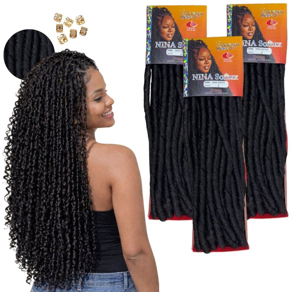 Cabelo Nina Softex Kit 3 Unidades Fibra Sintética Macia Para Gypsy Boho Braids E Penteados