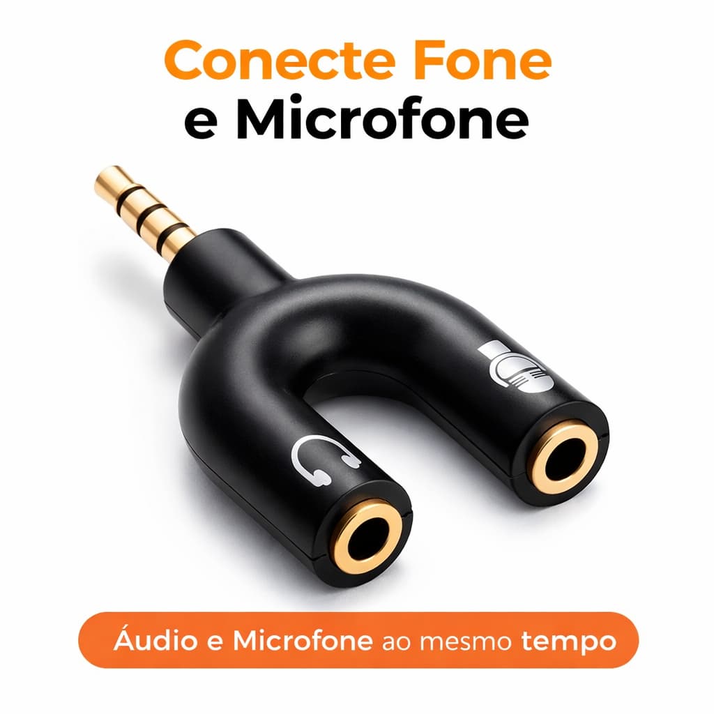 Adaptador P2 e P3 Fone e Microfone para PC Headset Divisor Áudio 2 em 1 Notebook Ps4 Xbox