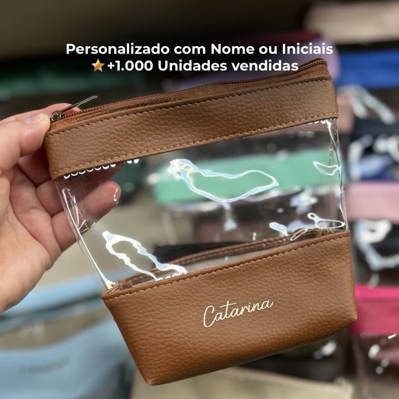 Necessaire Cristal Personalizada com Nome Casamento Madrinhas Lembrancinha