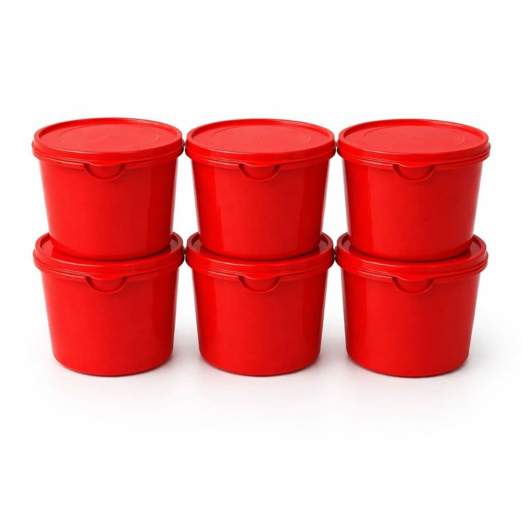 6 Potes Plásticos com Tampa 1L – Kit Organizador Cozinha, Mantimentos, Freezer e Geladeira