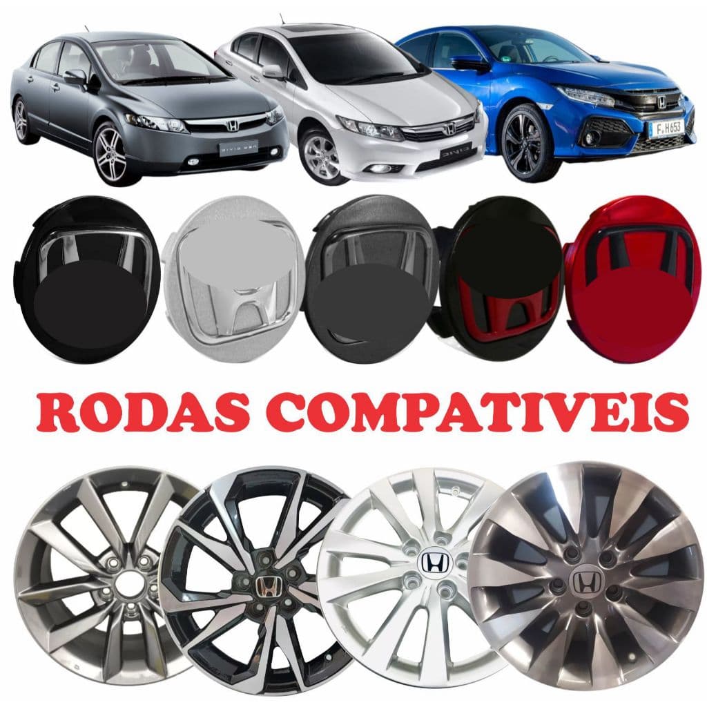 Calotinha Calota Centro Roda de liga Medida 69mm H alto-relevo new civic CRV HRV ACCORD