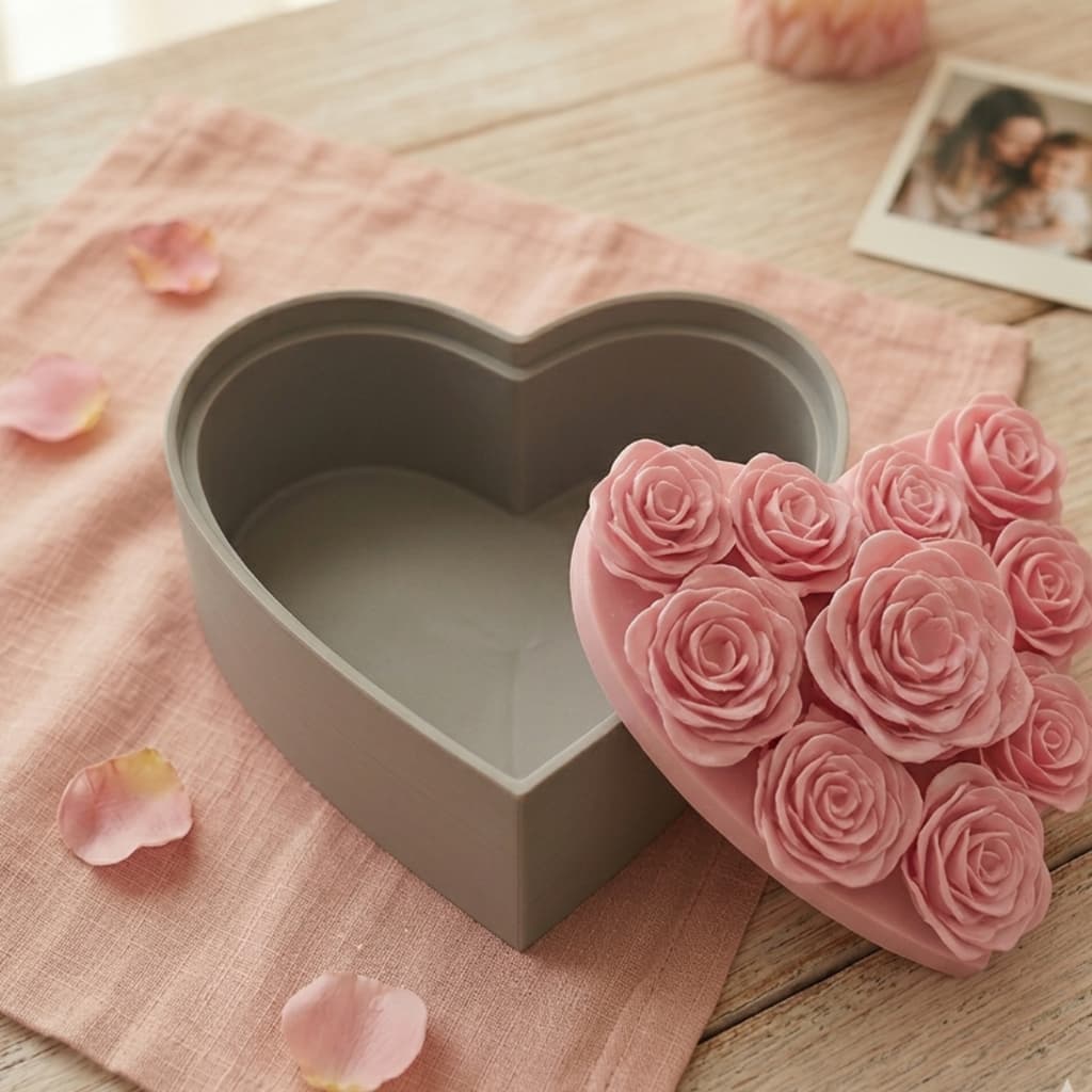Caixa Coração Rosas 3D - Edição Especial Dia Das Mães