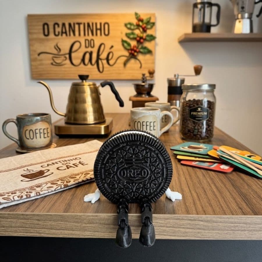Oreo Articulado 3D Decorativo Cantinho do Café Enfeite Criativo Mesa Cozinha