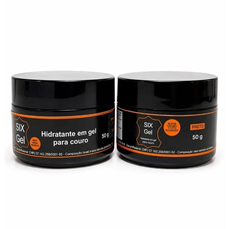 SIX Gel KIT GRAXA EM GEL 50 g  PARA COURO + HIDRATANTE 50 g PARA COURO + ESPONJA APLICADORA RENOVADOR!
