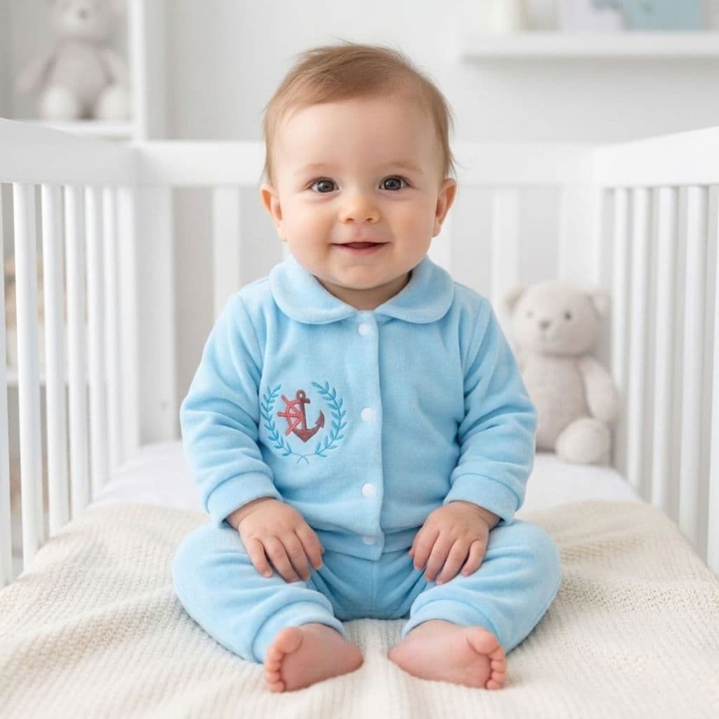 Conjunto Blusa e Calça Com Botões Infantil Plush Roupa de Frio Macio Quentinho Bordado Premium Inverno