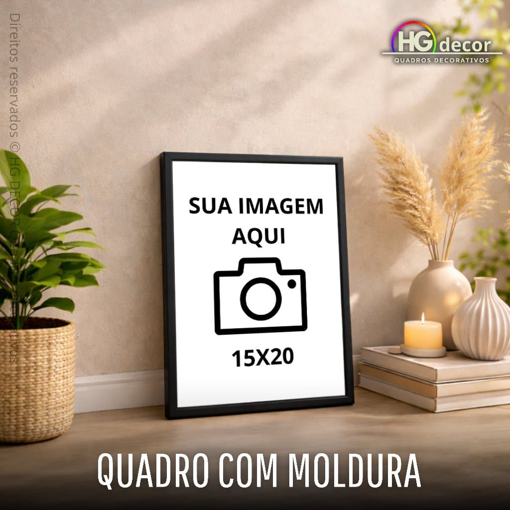 Quadro Personalizado 15x20 Moldura Preta Sua Imagem Aqui | Presente Perfeito Casal Família Bebê | Decoração Moderna