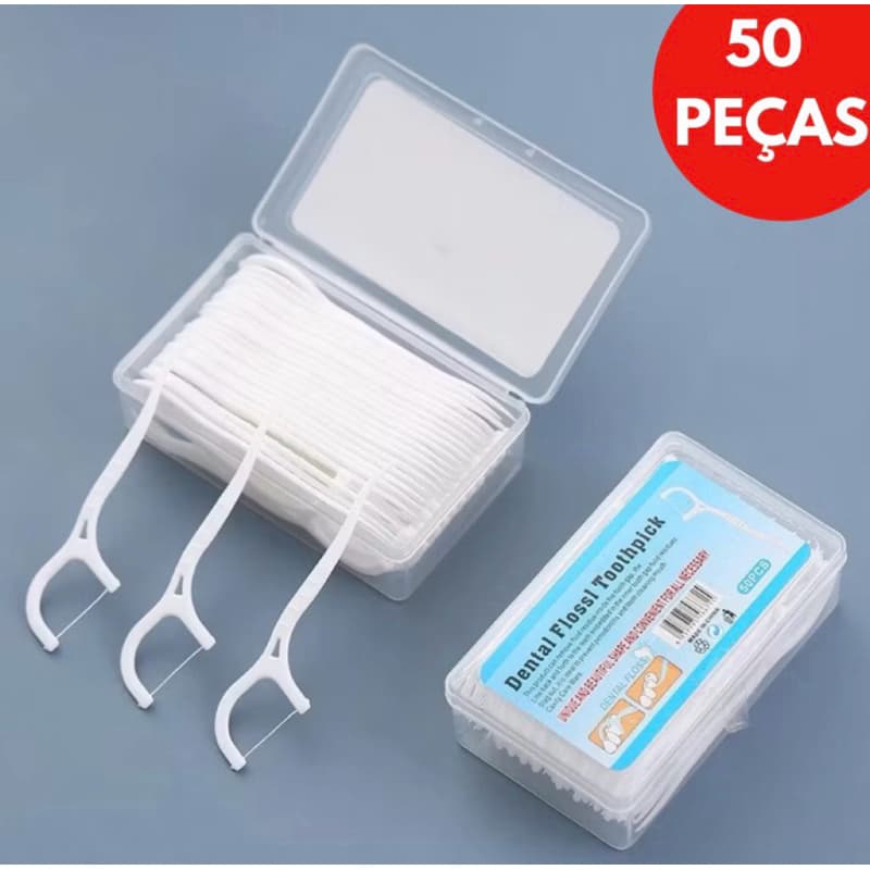Kit 50 Unidades de Fio Dental Adulto Infantil em Formato de Arco Ultra Fino Para Limpeza Eficaz