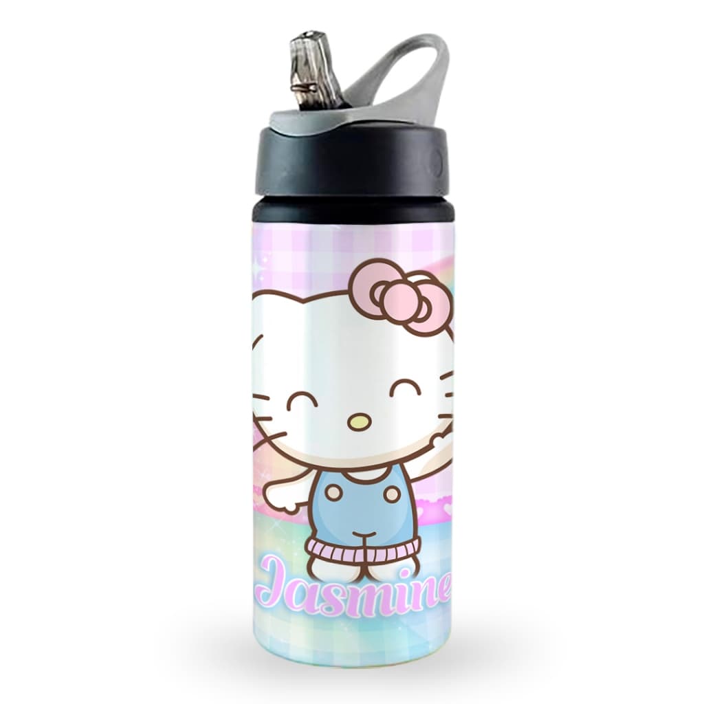 Garrafa squeeze escolar alumínio Hello Kitty personalizada com nome