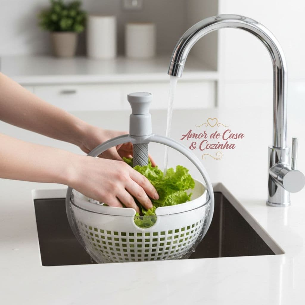 CENTRIFUGA E ESCORREDOR PARA SALADAS BRANCO E CINZA