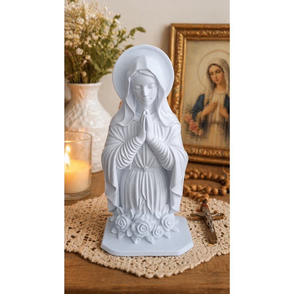 Virgem Maria em Oração – Escultura Decorativa 15cm (Branca)