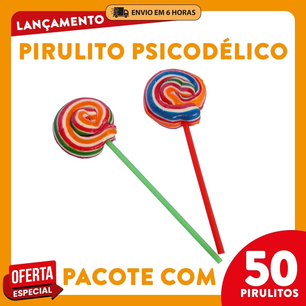 50 Pirulitos Psicodélicos Fumy – doces para festa infantil, lembrancinhas, aniversários, decoração