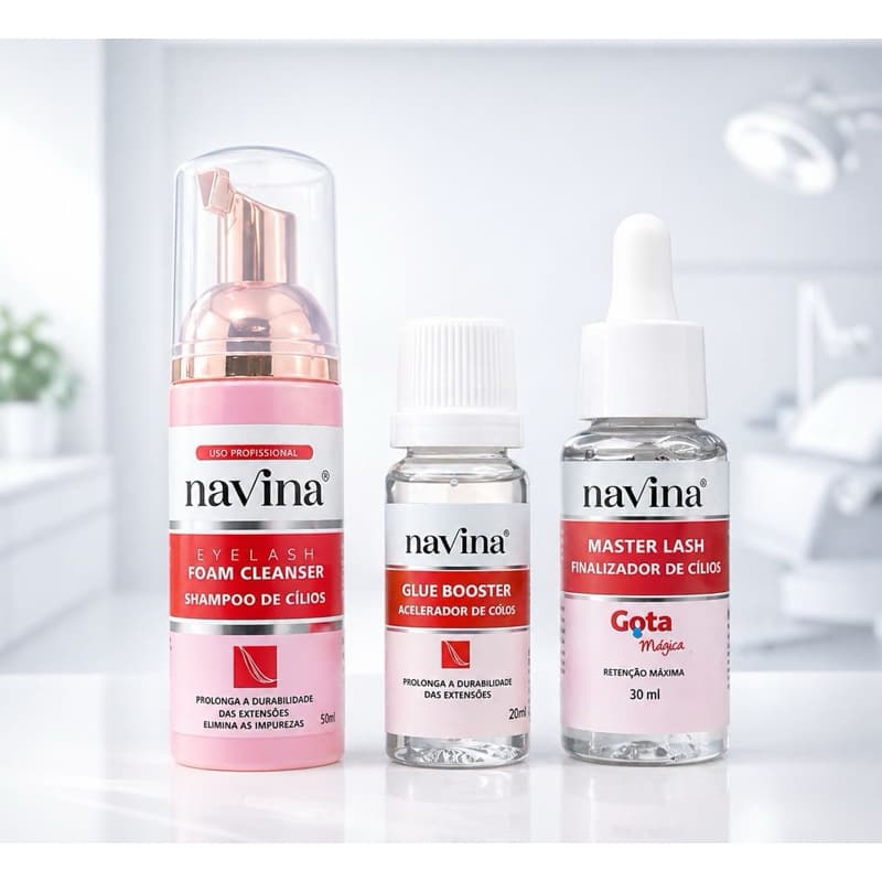 Kit Essencial para Lash Designers: Finalização, Aceleração e Shampoo dê Cilios