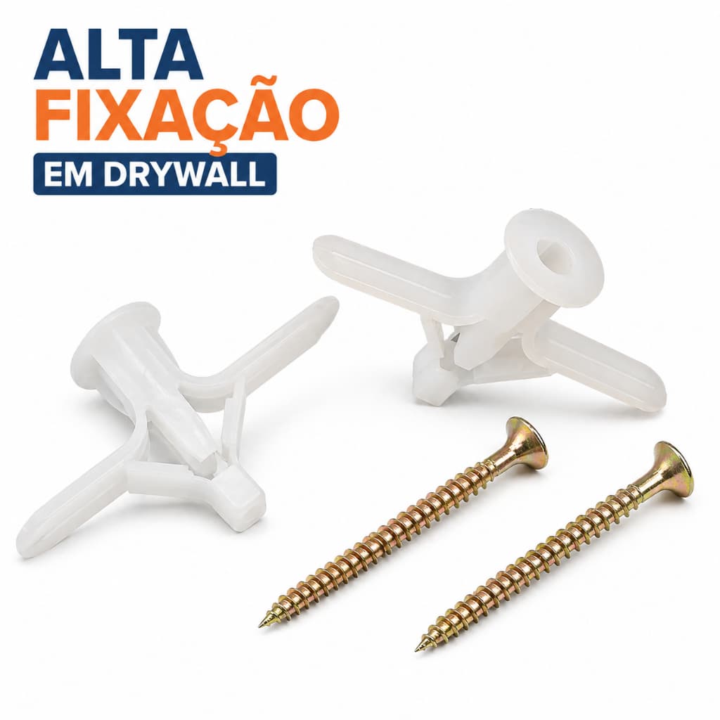Kit Buchas Nylon Drywall Gesso Com Parafuso 8mm Alta Fixação Resistente