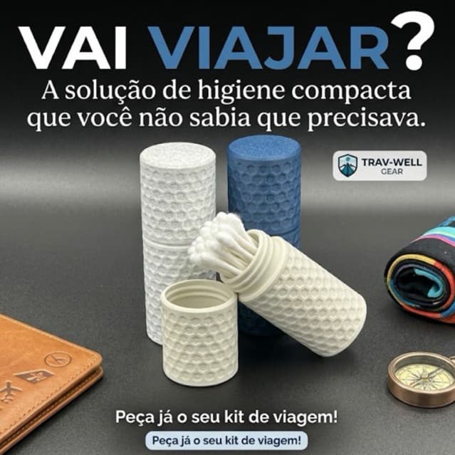 Porta Cotonete de Viagem Premium