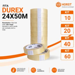 FITA ADESIVA TRANSPARENTE 24MMX50M - ESCOLHA O TAMANHO DUREX GRANDE KIT 60/40/20/10 ROLOS COLA FORTE