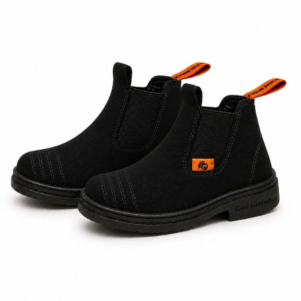 Bota Infantil Vaquejada Masculina Menino Country Confortável Solado Antiderrapante cor café/preta