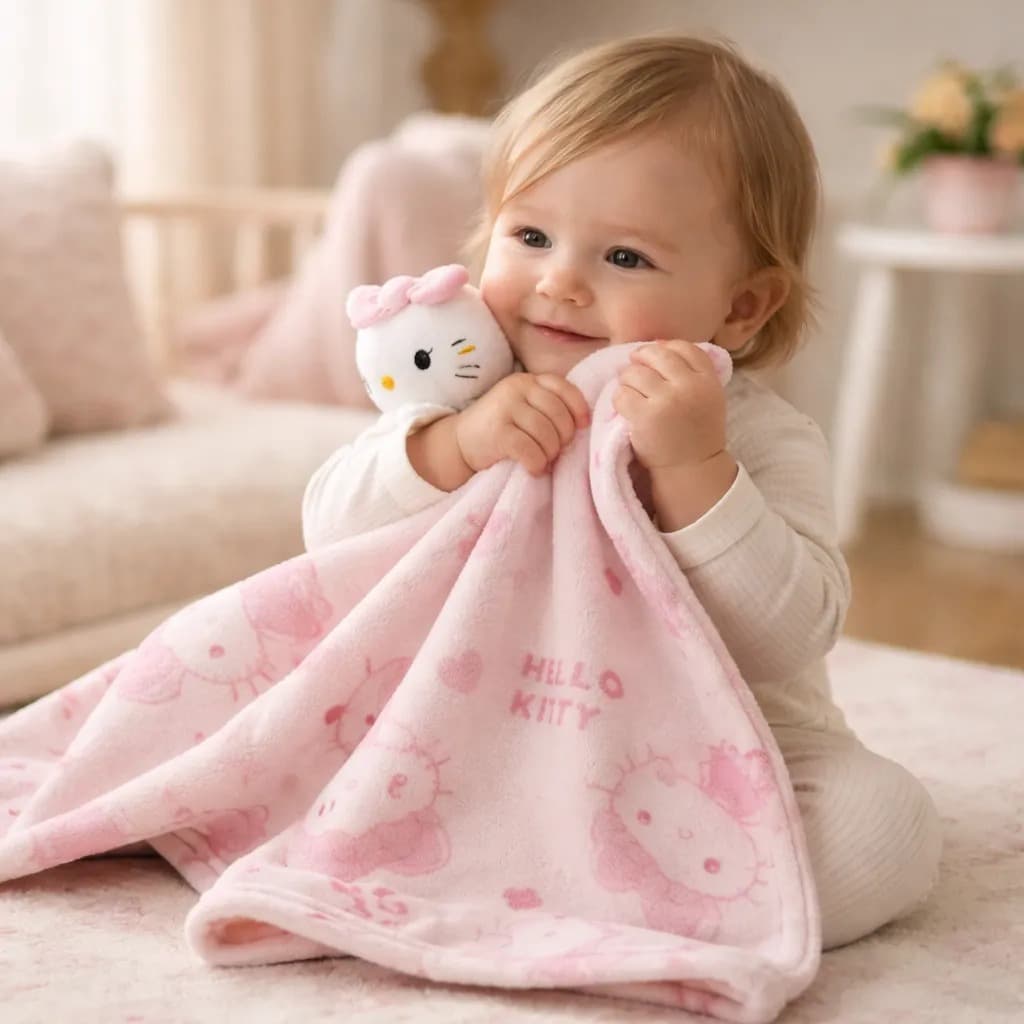 Kit Presente Maternidade 2 Peças Naninha com Guizo + Mantinha Pelúcia Plush