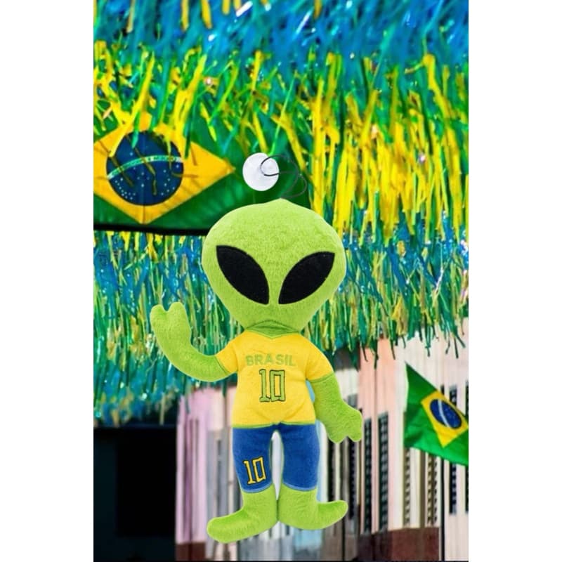 ET de pelúcia,Brasil,Copa do Mundo,Pelúcia com ventosa,Enfeite carro,Brasil Boneco,ET torcedor,Presente criativo