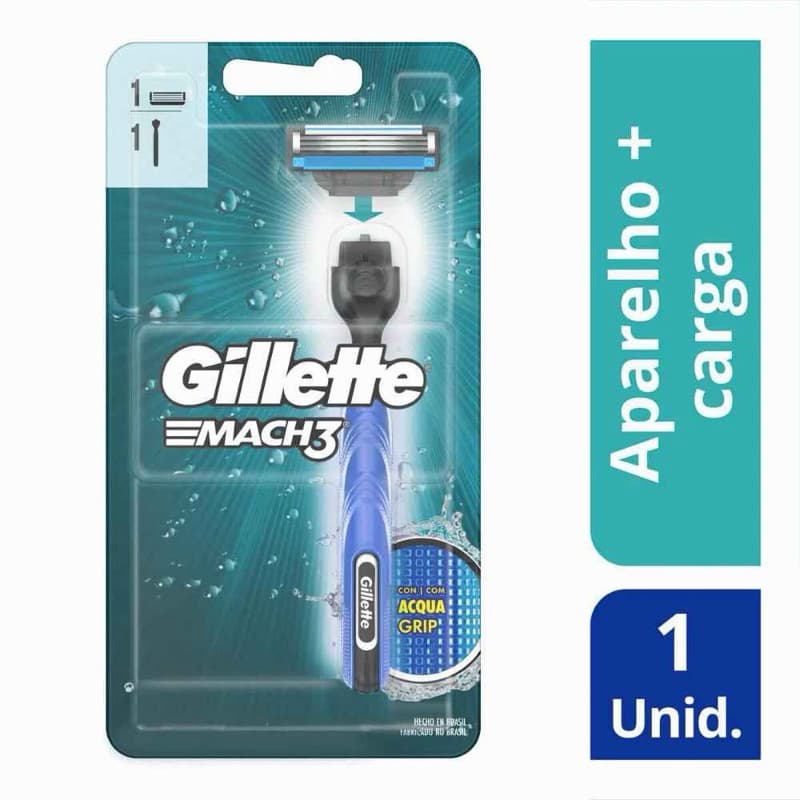 Aparelho de Barbear Gillete Mach 3 Aqua grip