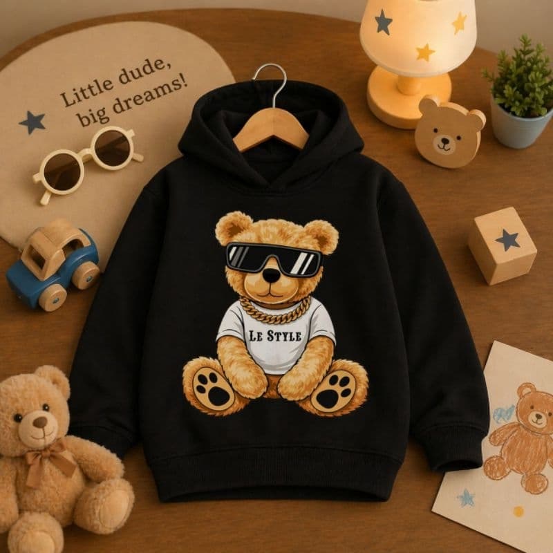Moletom infantil menina e menino Algodão Flanelado Com Capuz e estampa de urso