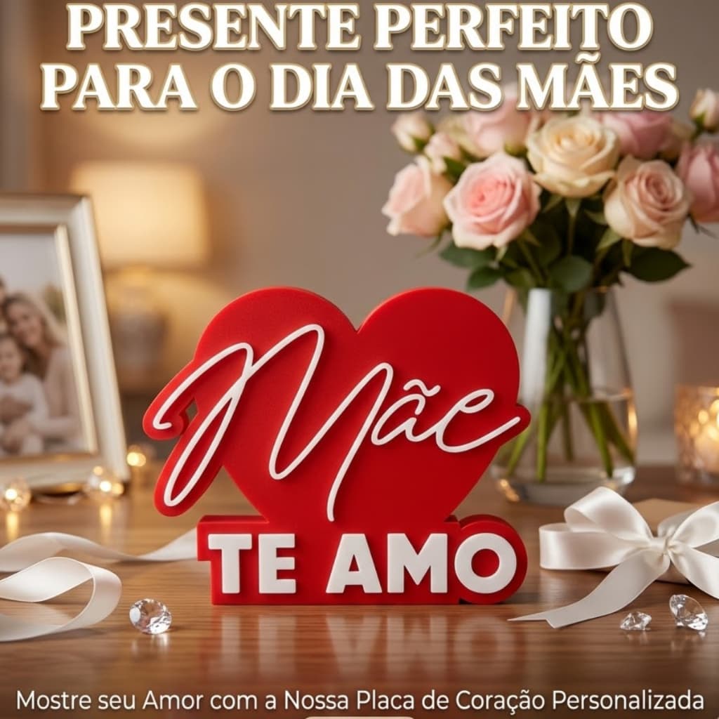 Placa Decorativa “Mãe Te Amo” – Presente Criativo e Delicado para o Dia das Mães