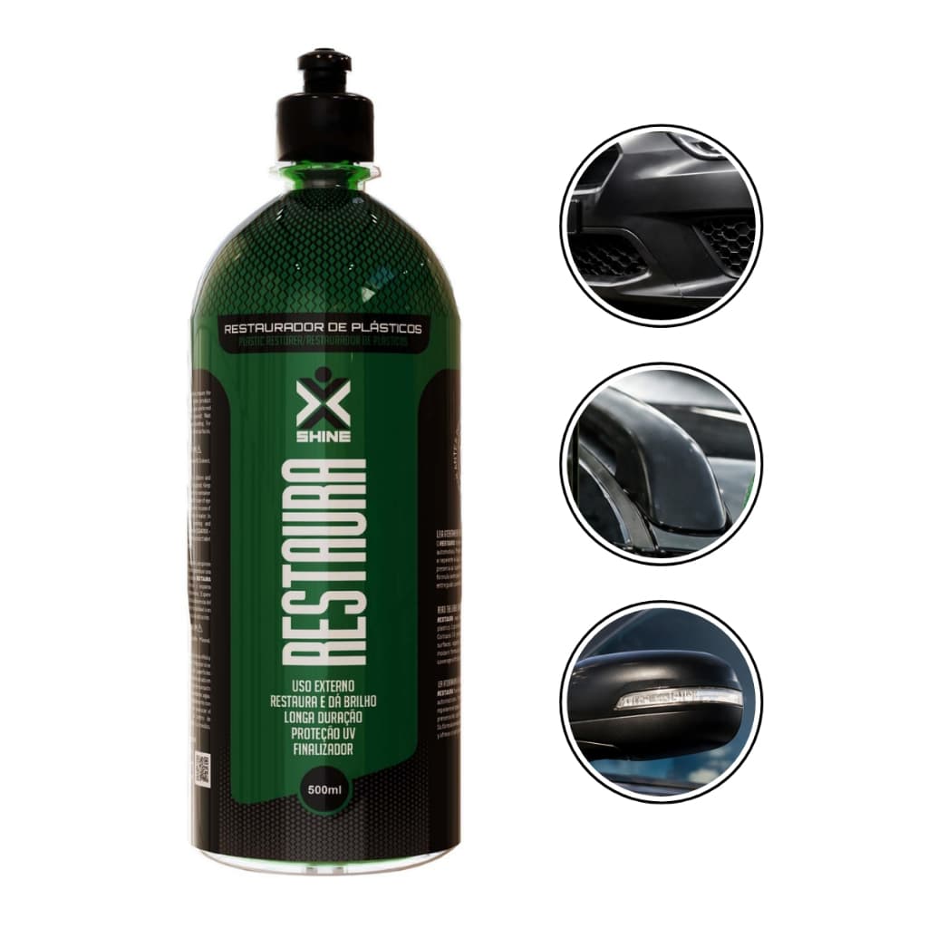 Restaurador Plásticos Dá Brilho Longa Duração Revitalizador Renovador Parachoque Retrovisor Paralama
