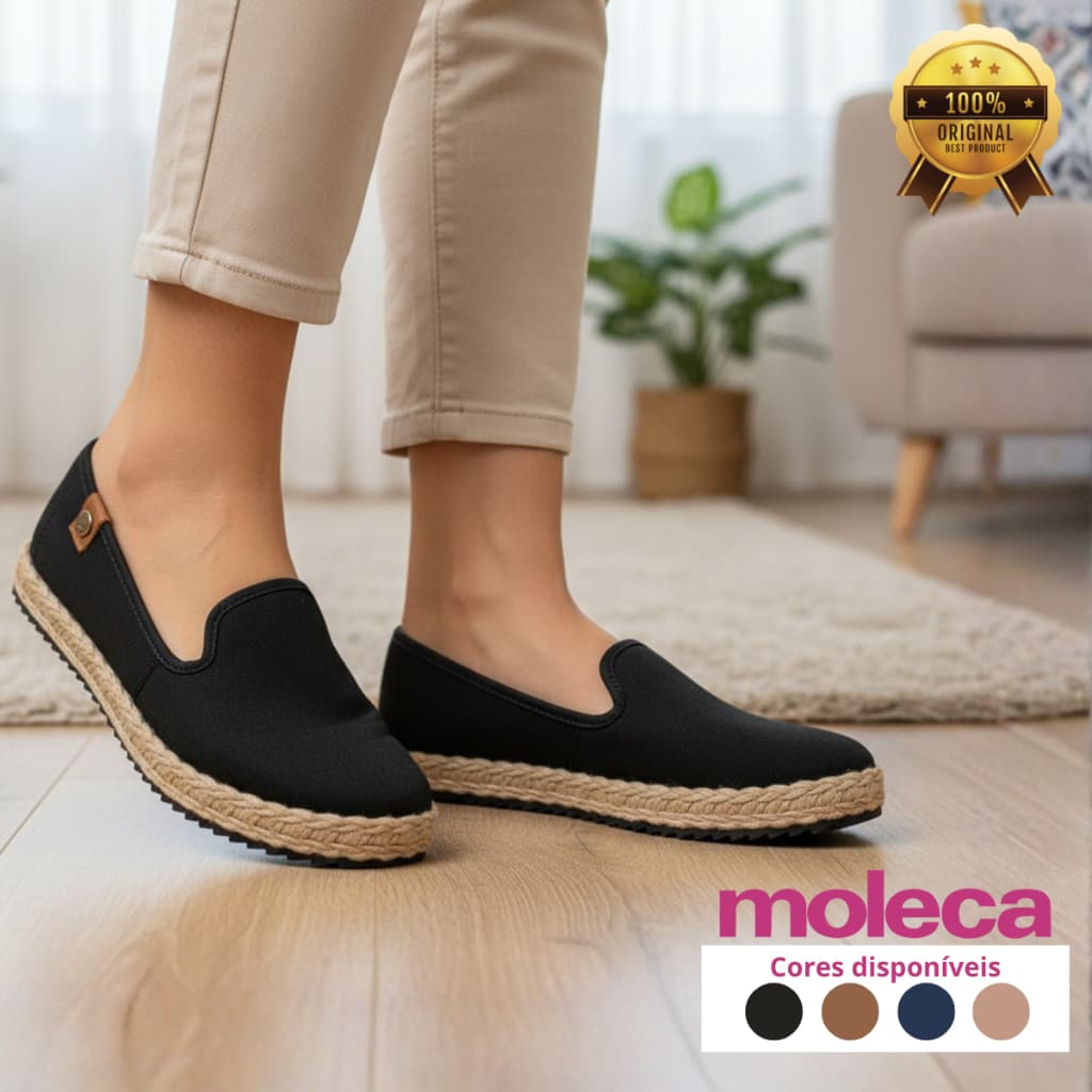 Sapatilha Moleca Feminina Tratorado Detalhe Palha Slip On Calce Fácil Casual Dia a Dia Original