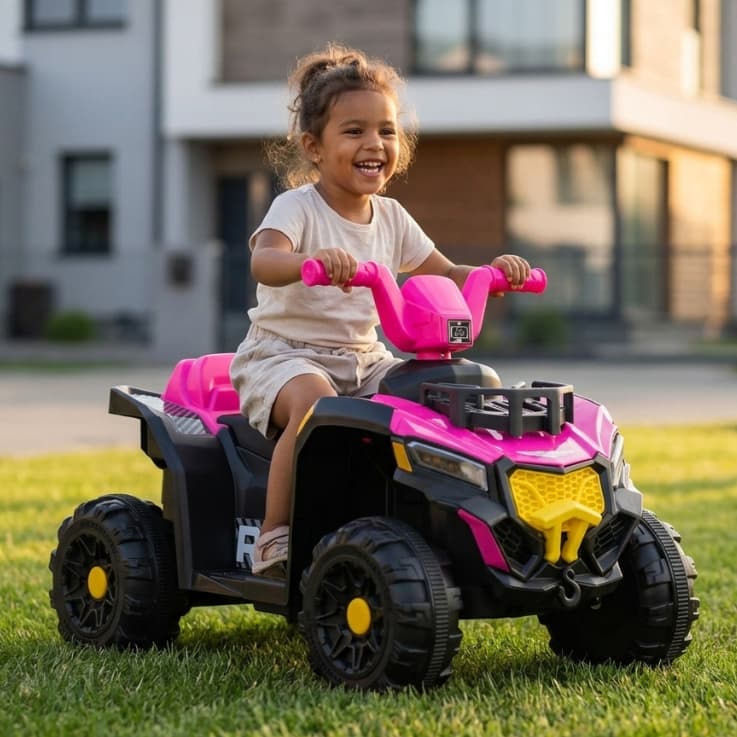 Quadriciclo Elétrico Infantil Rosa 6V 4 Rodas Seguro Interativo Até 25kg Crianças 3+