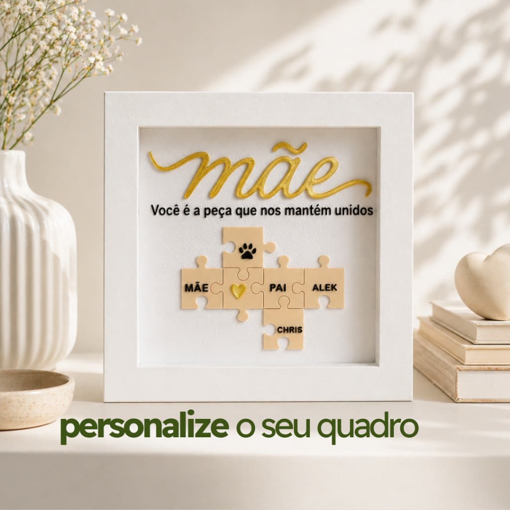 Quadro Dia das Mães Personalizado com Nomes | Presente para Mãe | Porta-Retrato Decorativo Família