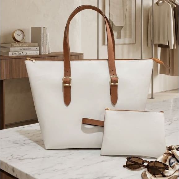 Kit Bolsa Feminina Sacola mais Necessaire De Ombro Grande Espaçosa Dia das Mães