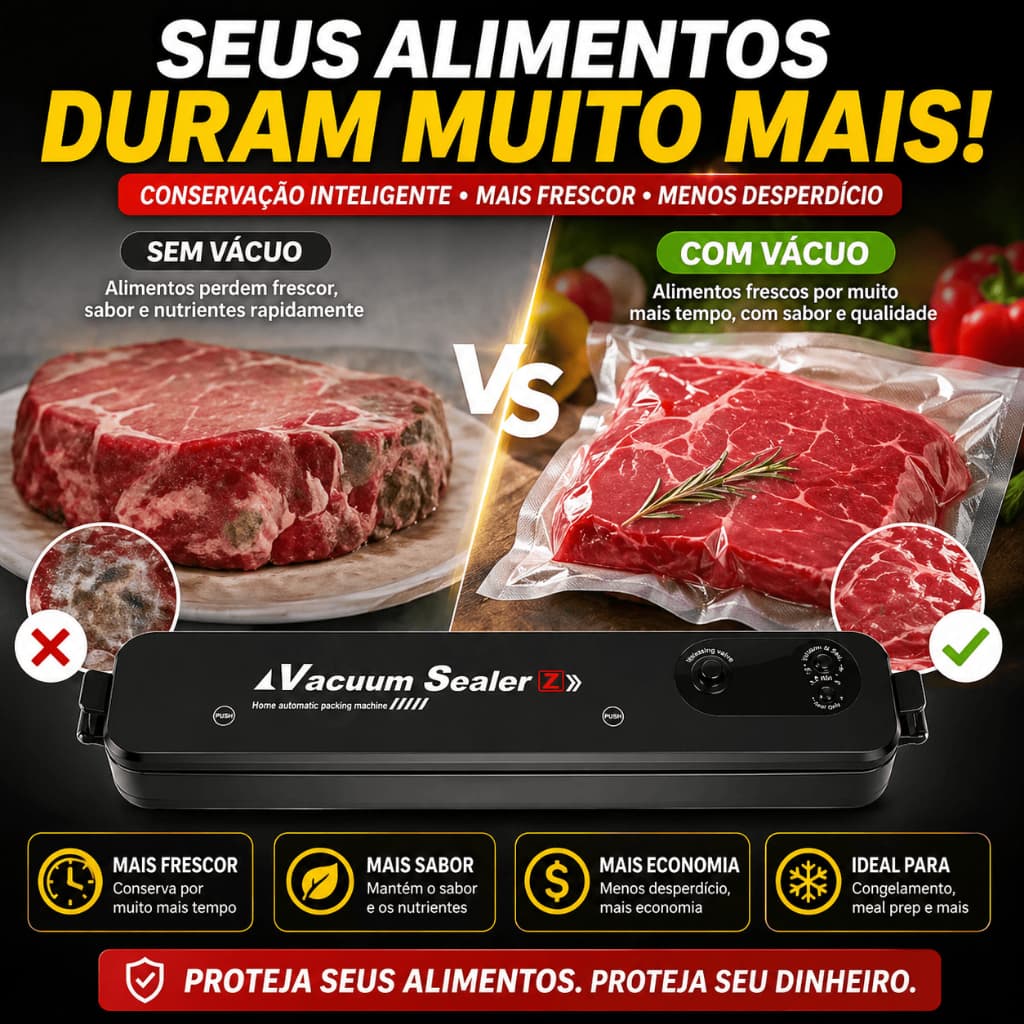 Seladora a Vácuo Alimentos 110v Máquina Seladora Hermética Compacta Doméstica