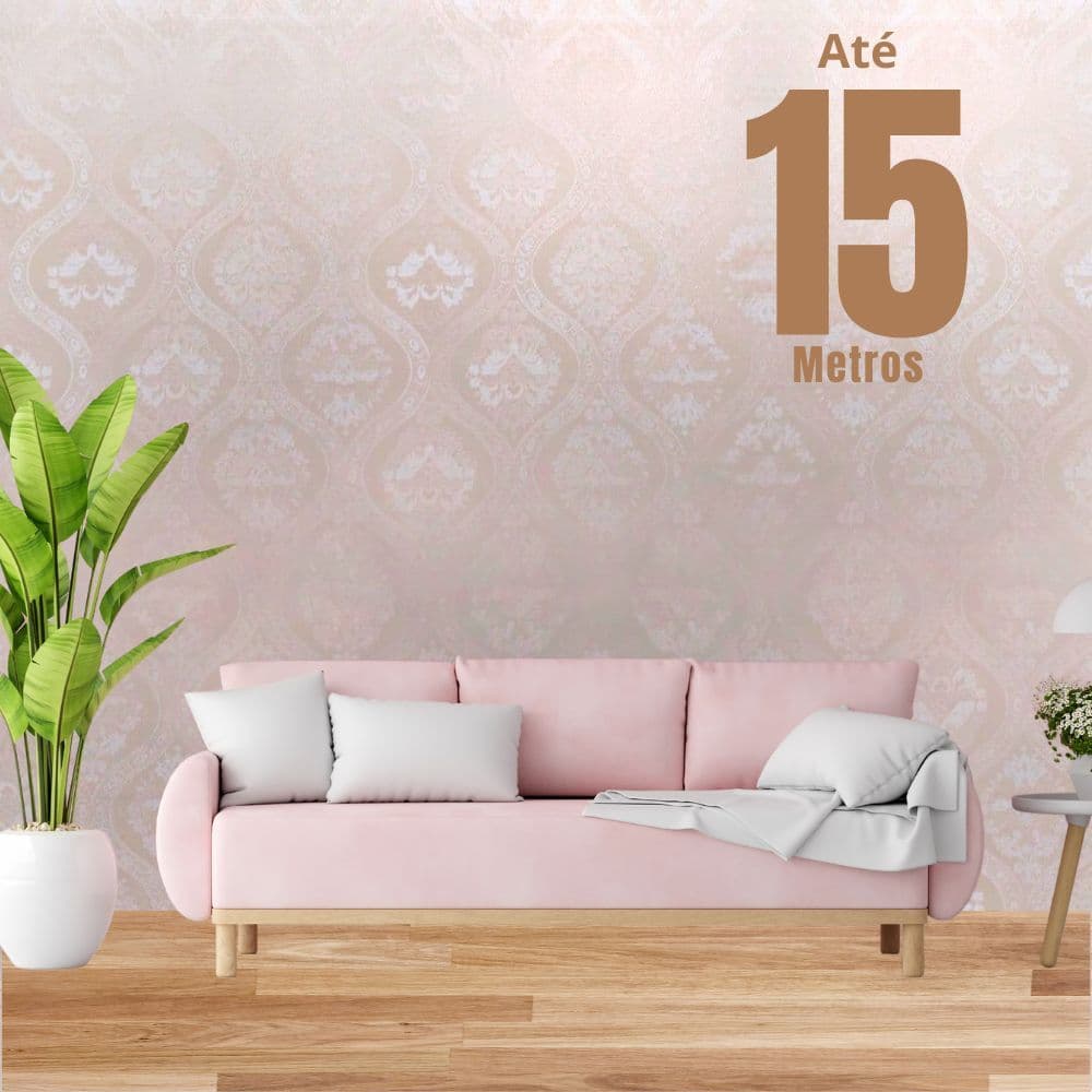 Papel de Parede PREMIUM Colonial Alto Relevo Arebesco Bege Rolo 5m x 45cm Autocolante Sala Quarto