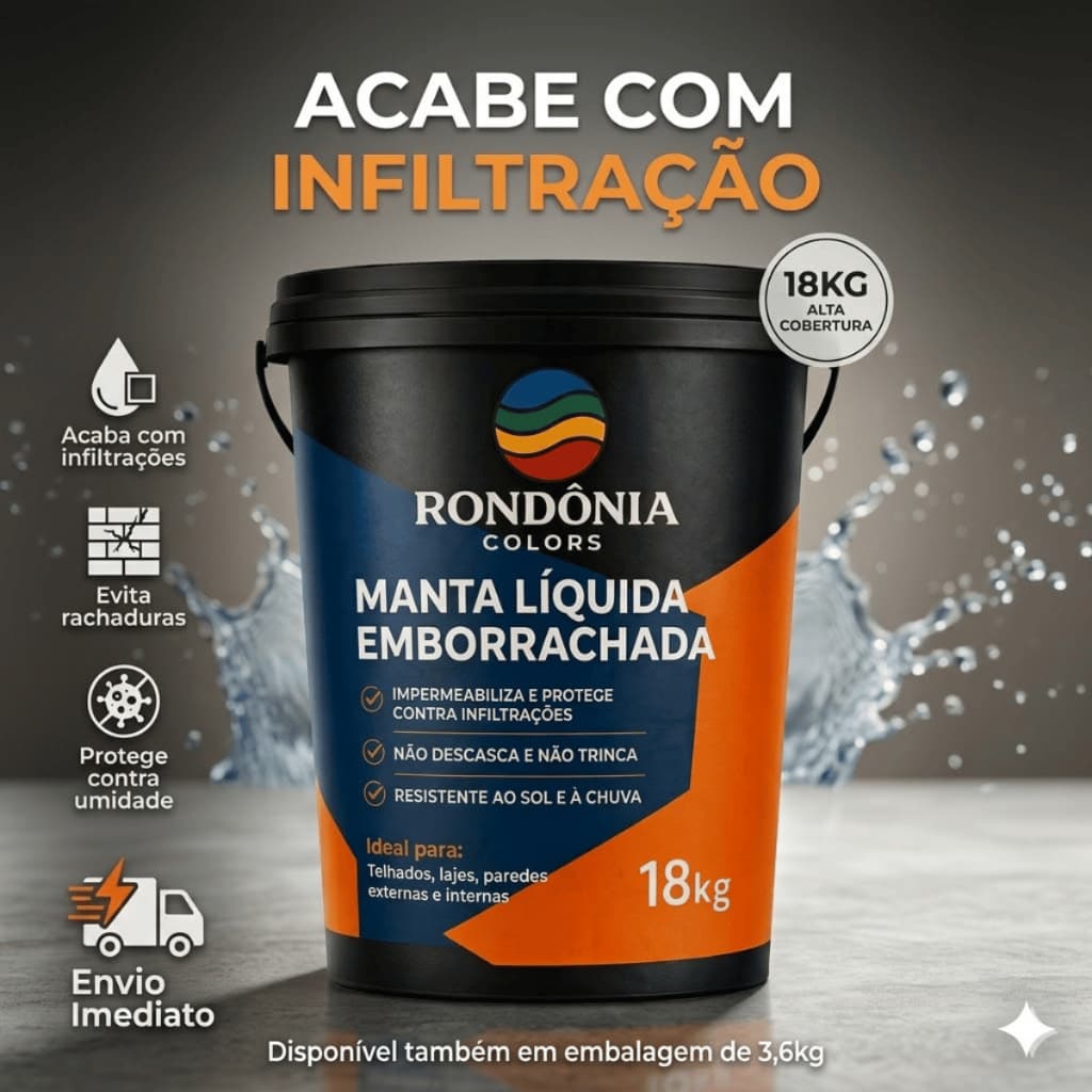 Tinta Emborrachada 18kg 3,6kg Impermeabilizante Laje Telhado Veda Goteira Umidade Cobertura Piso