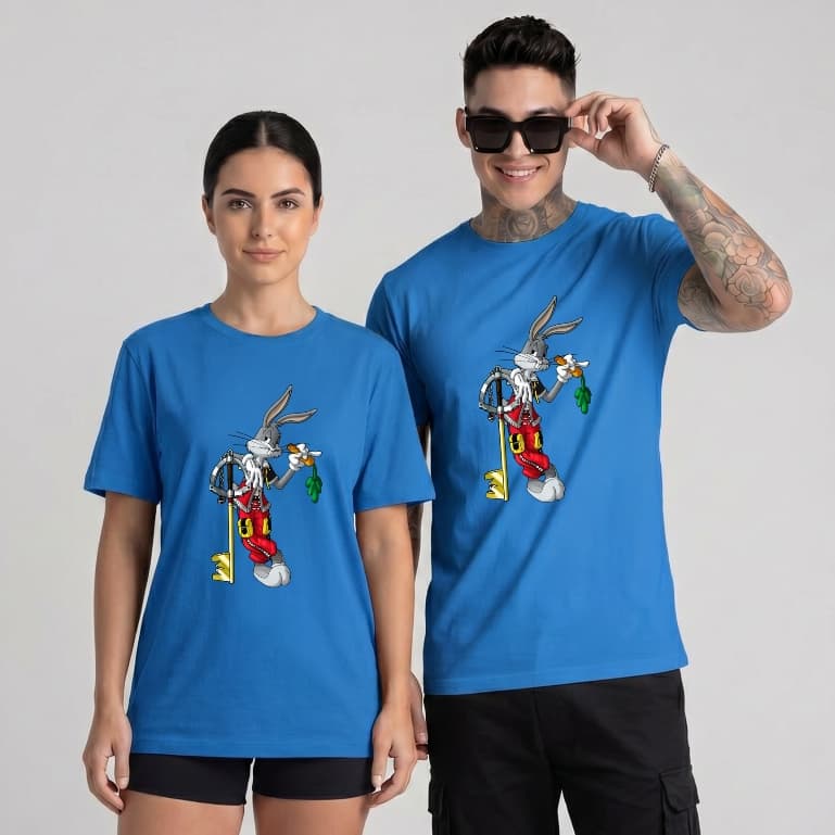 Camiseta Algodão Premium Estampa Coelho Chave Dourada Unissex Masculina e Feminina Philklen