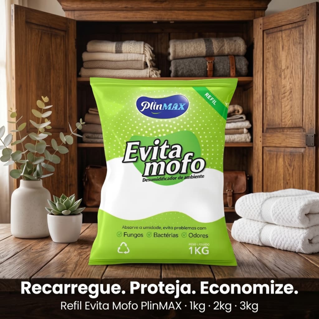 Antimofo Evita Mofo Desumidificador Refil 1, 2 ou 3Kg | absorve umidade e odores Gavetas Armários