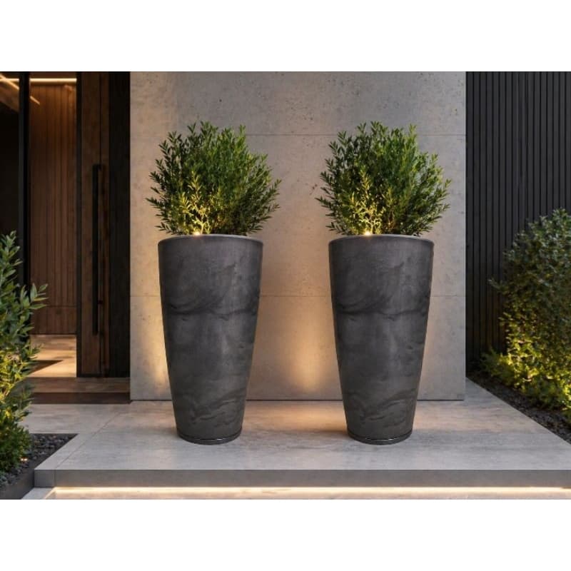 kit 2 vasos para plantas de Polietileno grande com prato (68x35x24)