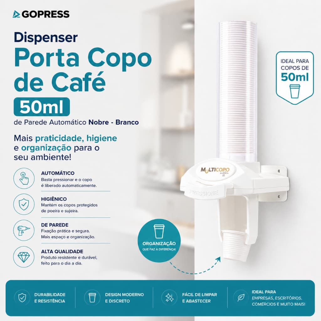 Dispenser Poupador Copo Cafe/coffee 50ml Multicopo Branco/Preto