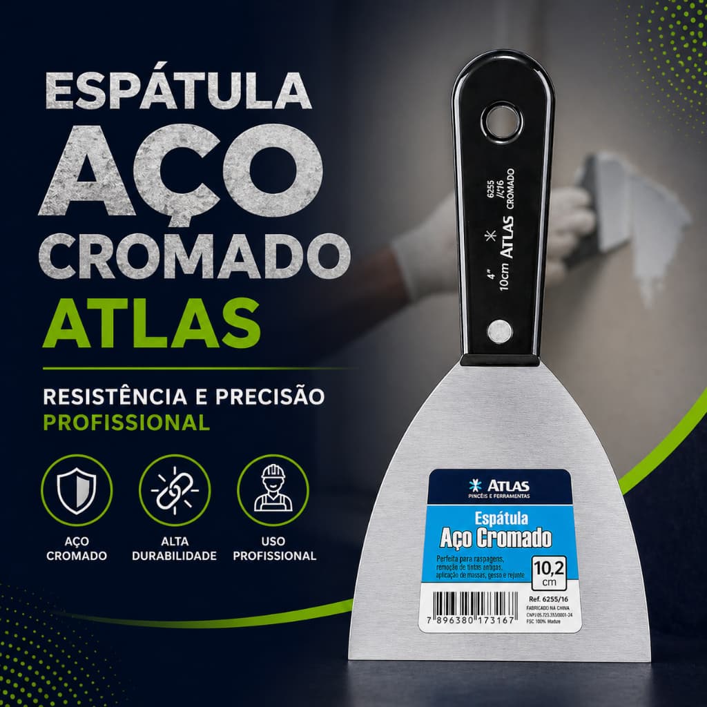 Espátula Flexível 10cm Em Aço Cromado - Atlas