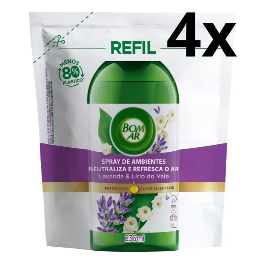 Kit com 4 Desodorizador Bom Ar Pimenta Rosa e Capim Limão 236ml cada sachê