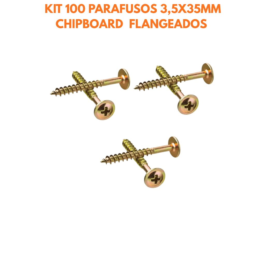 Kit 100 parafusos flangeados 3,5x35mm para fixação